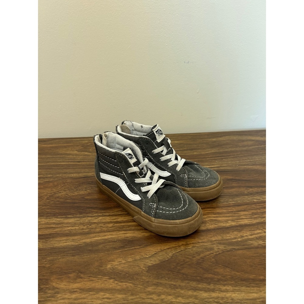 Vans Sk8-Hi Zip Charcoal Gray Gum Sole High Top Sneakers Toddler Size 10C